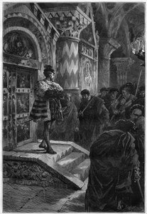 Színházi ábrázolás: Victor Hugo (1802-1885) "" Hernani" - IV. felvonás 4. jelenet. Párizs, Comedie Francaise alkotó: French School