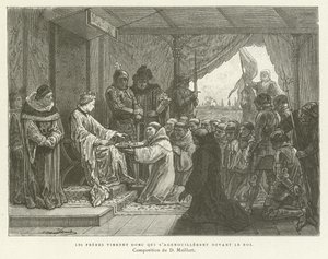 Aztán jöttek a testvérek, akik letérdeltek a király előtt alkotó: French School