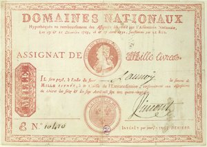 Ezerlivres bankjegy XVI. Lajos (1754-93) képével 1790 alkotó: French School