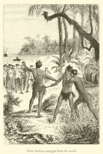 Három indián emelkedett ki a fából (metszet) alkotó: French School