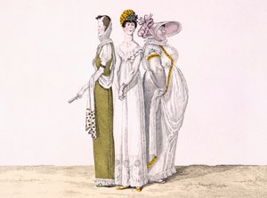 Három párizsi grace, le Bon Genre 16-os táblája, 1810 körül (színes metszet) alkotó: French School