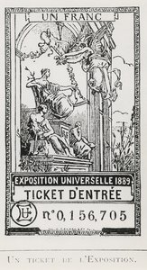 Belépőjegy az Exposition Universelle of 1889-re (litho) alkotó: French School