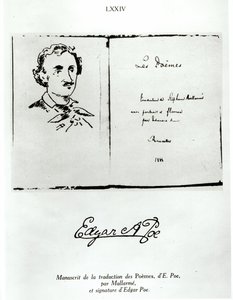 Edgar Allan Poe (1809-49) Les Poemes címlapja Stephane Mallarme (1842-98) fordításában, a szerző portréjával, 1888 alkotó: French School