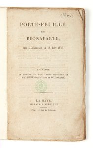 A „Buonaparte portfóliója Charleroiban, 1815. június 18-án” címlapja alkotó: French School