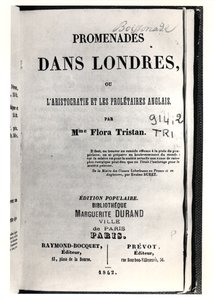 Flora Tristan (1803-44) Promenades dans Londres címlapja, Párizsban, Raymond-Bocquet et Prevot, 1842 alkotó: French School