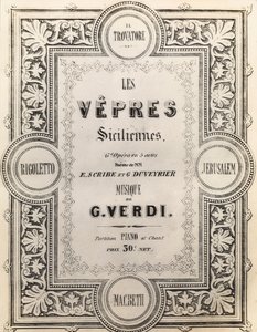 A partitúra címlapja I Vespri Siciliani alkotó: French School