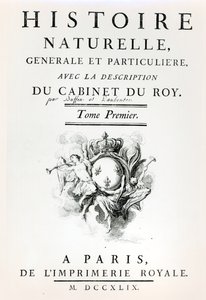 Természettörténeti címlap, Általános és különös, Buffon, Párizs, 1749 alkotó: French School