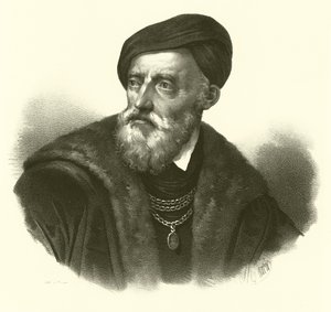 Tiziano Vecelli vagy Tiziano Vecellio, angol nevén Tizian, portré (metszet) alkotó: French School