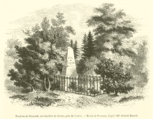 Sismondi sírja a Chenes temetőben, Genf közelében (metszet) alkotó: French School