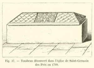 A sírt a Saint-Germain des Pres templomban fedezték fel 1799-ben alkotó: French School