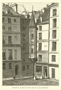 A Place de Greve tornya a rue du Mouton közelében alkotó: French School