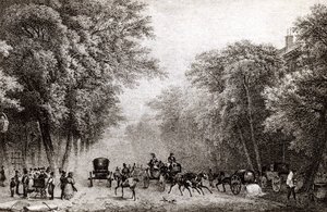 Forgalom Párizsban, Franciaországban a 19. században, 1830 körül alkotó: French School