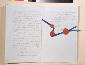 Szerződés I. Napóleon (1769-1821) és II. Ferenc császár (1768-1835) között, aláírva Presburgban 1805. december 26-án (toll és tinta papíron) alkotó: French School