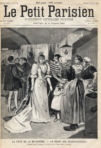 Próbálja ki a WC-t a műhelyben a Mi Careme Fete (Mi-Careme): a fehérítők királynője estéjén. A „Le Petit Parisien” című újság egyike, 1893.12.03. (metszet) alkotó: French School