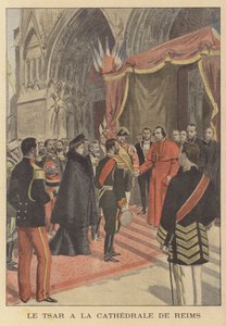 II. Miklós orosz cár a reimsi székesegyházban franciaországi látogatása során (színes litó) alkotó: French School