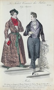 Két elegáns fiatalember, 1835 (színes metszet) alkotó: French School