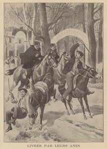 Két betörőt fogott el a rendőrség, miután szamaraik nem voltak hajlandók elmozdulni (litho) alkotó: French School