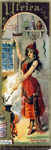 Ulrica Giuseppe Verdi 1859-ben készült „Le bal masque” című operájában Női nevek ábécéje a témában: nőies jelmezek és operák Liebig reklámkromolitográfiája . alkotó: French School