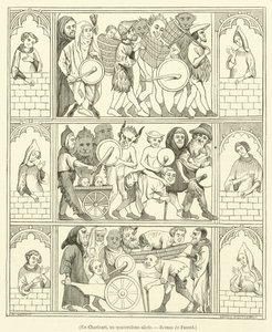 Un Charivari, au quatorzieme siecle, Roman de Fauvel (metszet) alkotó: French School
