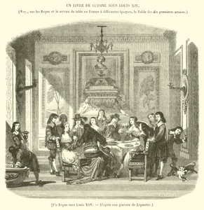 Egy étkezés XIV. Lajos alatt (metszet) alkotó: French School