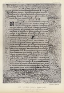 Egy oldal az esszékből, 1588-as kiadás, Montaigne autográf megjegyzéseivel (litho) alkotó: French School