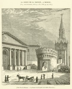 Moszkva látképe, a Szentháromság kapu és a gyakorlóterem (metszet) alkotó: French School