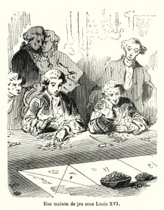 Egy szerencsejátékház XVI. Lajos alatt (metszet) alkotó: French School