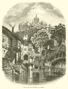 Egy utca Meissen városában, az Elbán (metszet) alkotó: French School