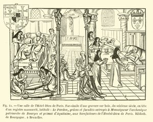 Egy szoba a párizsi Hotel-Dieu-ban alkotó: French School