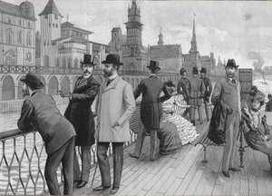 1900. évi egyetemes kiállítás Párizsban: a nemzetek utcája. alkotó: French School