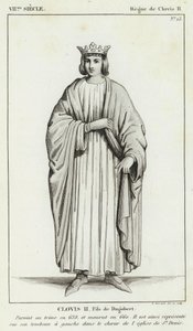 VII. század, II. Clovis uralkodása, II. Klodvig, Dagobert fia (metszet) alkotó: French School