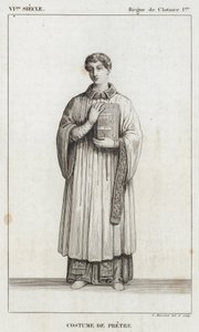 VI. század, I. Clotaire uralkodása, Papi jelmez (metszet) alkotó: French School