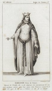 VI. század, I. Clotaire uralkodása, Radegonde, Franciaország királynője (metszet) alkotó: French School