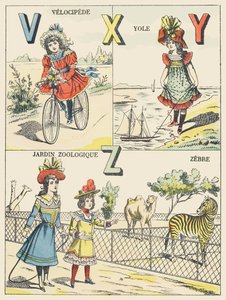 V X Y Z: velocipéd, yole, zoológiai kert, zebra alkotó: French School