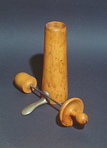 Joseph-Claude-Anthelme Recamier (1774-1852) által használt hüvelyi tükör (fa és fém)