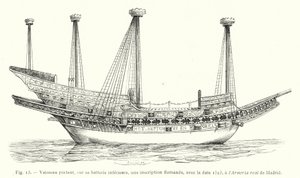 Az edény alsó elemén flamand felirattal, 1523-as dátummal, az Armeria real de Madridnál (metszet) alkotó: French School