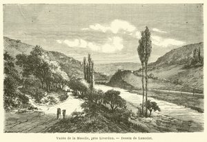 Moselle-völgy, Liverdun közelében (metszet) alkotó: French School