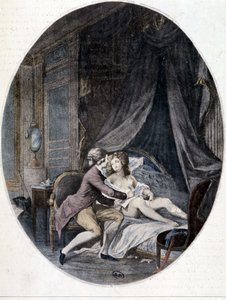 Valmont levelet ír Emilia combjára – Choderlos de Laclos „” Veszélyes kapcsolatok” című könyvében alkotó: French School
