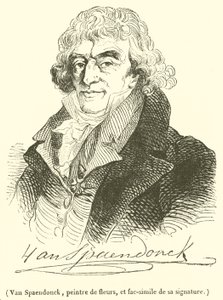 Van Spaendonck, virágfestő és aláírásának fakszimile (metszet) alkotó: French School
