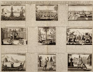 Siam és Ayutthaya különféle nézetei, Simon de la Loubere Du Royaume de Siam című művéből, 1688-ban alkotó: French School