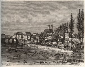 Verdun – Morbihan Bretagne-ban – V.A. Malt-Brown metszet a „La France illustrée: földrajz, történelem, statisztikai igazgatás” című könyvében. 1884 alkotó: French School