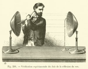 A hangvisszaverődés törvényeinek kísérleti ellenőrzése (gravírozás) alkotó: French School