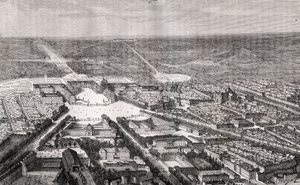 Versailles kastélyával a 19. században - metszet a „La France illustree: földrajz, történelem, statisztikai igazgatás” című könyvébe V.A. Maláta-barna. 1884 alkotó: French School