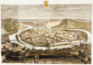 Besancon, Franciaország (színes gravírozás) alkotó: French School