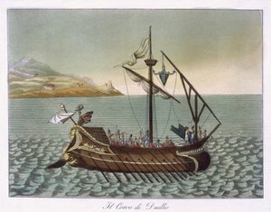 Corvus, haditengerészeti daru képe, G. Duillus használta, 1796 alkotó: French School