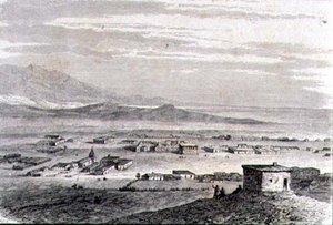 Los Angeles látványa az 1860-as években (metszet) alkotó: French School