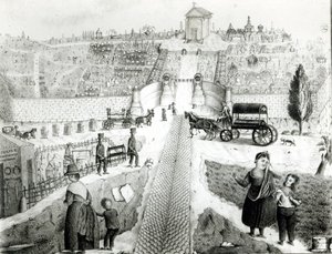 Kilátás a Pere-Lachaise temetőre, 19. század eleje alkotó: French School