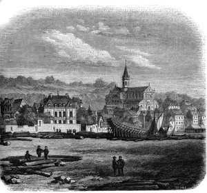 Kilátás Trouville sur Merre (Trouville-sur-Mer) az új templommal. Calvados (14). alkotó: French School