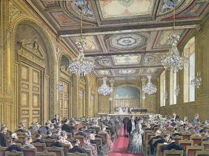 Kilátás egy koncertre a Salle Herzben a Rue de la Victoire-n, Párizs, 1870-80 körül alkotó: French School