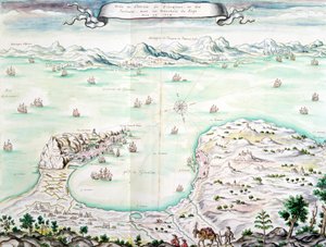 Kilátás Gibraltár ostromáról 1704-ben (wc papíron) alkotó: French School